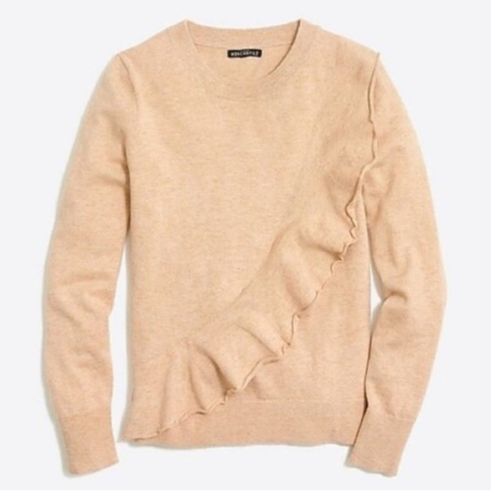 Ruffle-front Crew Neck Sweater